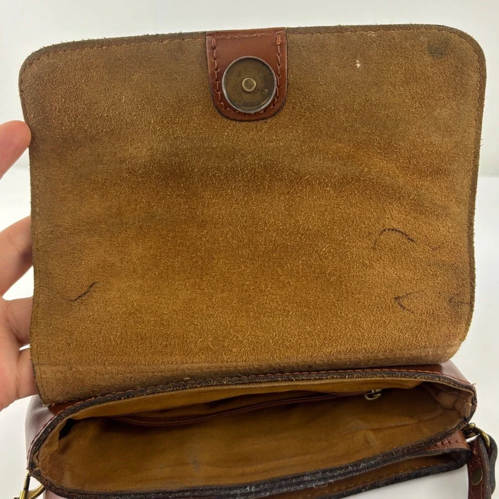 Patricia Nash Tan Leather Crossbody Bag Flap Multi Compartment Brown